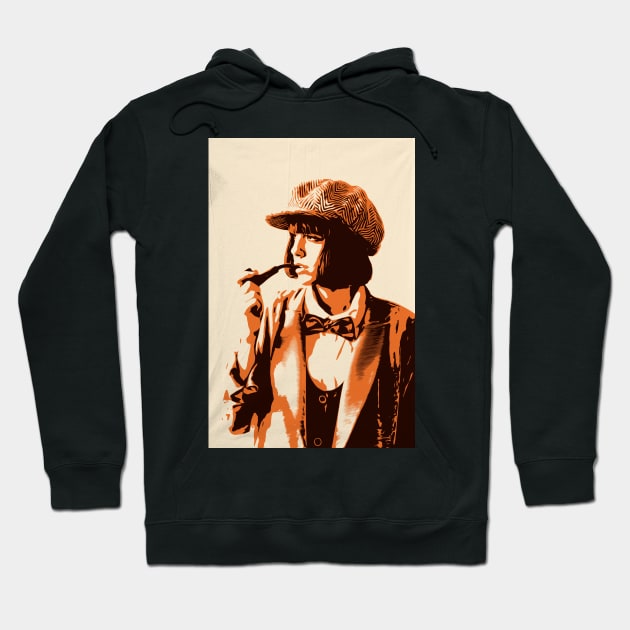 Retro Illustration Woman Smoking Corncob Pipe Hoodie by boholoc0